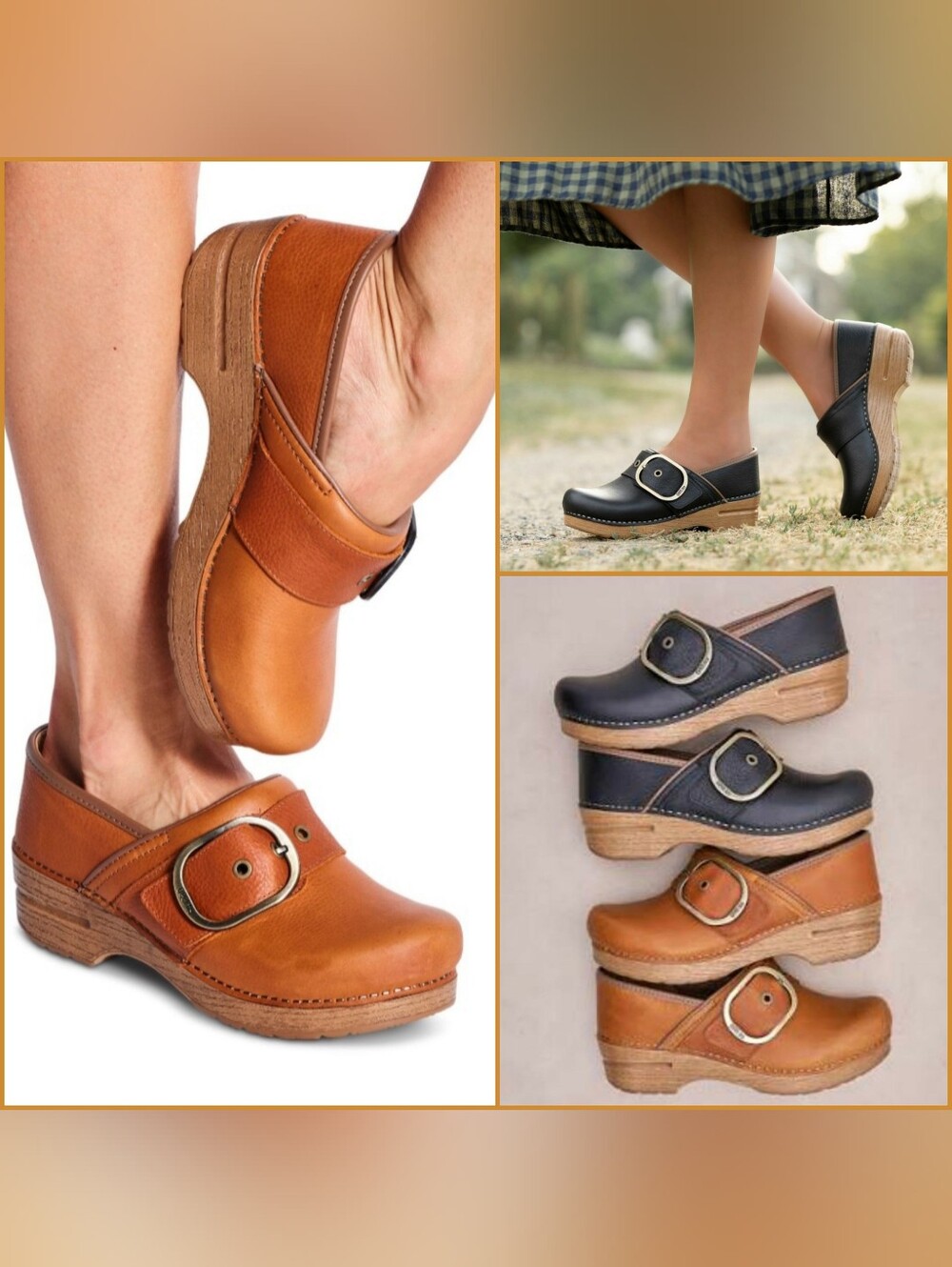 Waxy Brown Dansko Pro Pearson Honey Clogs Tumbled Buckle Boho Cottagecore Gypsy♡ - Picture 6 of 9